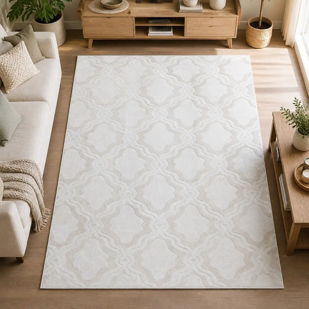 Shaggy Floor Rug Soft Plush 10mm Pile 200x290cm Beige