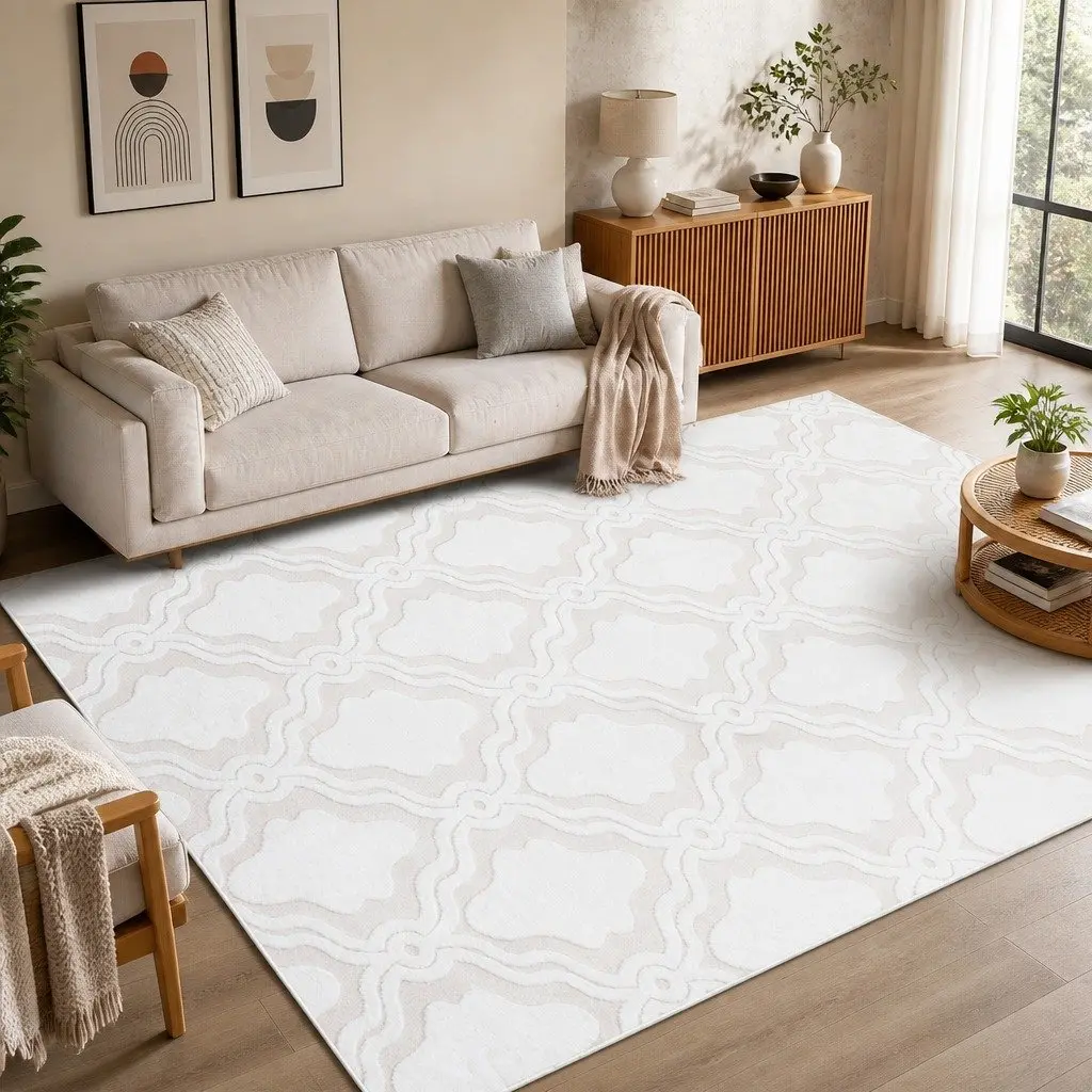 Shaggy Floor Rug Soft Plush 10mm Pile 200x290cm Beige