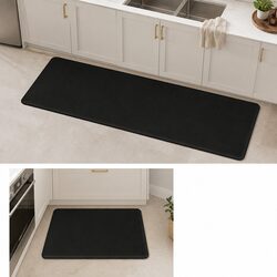 Kitchen Mat 2PCS Non Slip Anti Fatigue PU Rug Black Waterproof Runner Pad