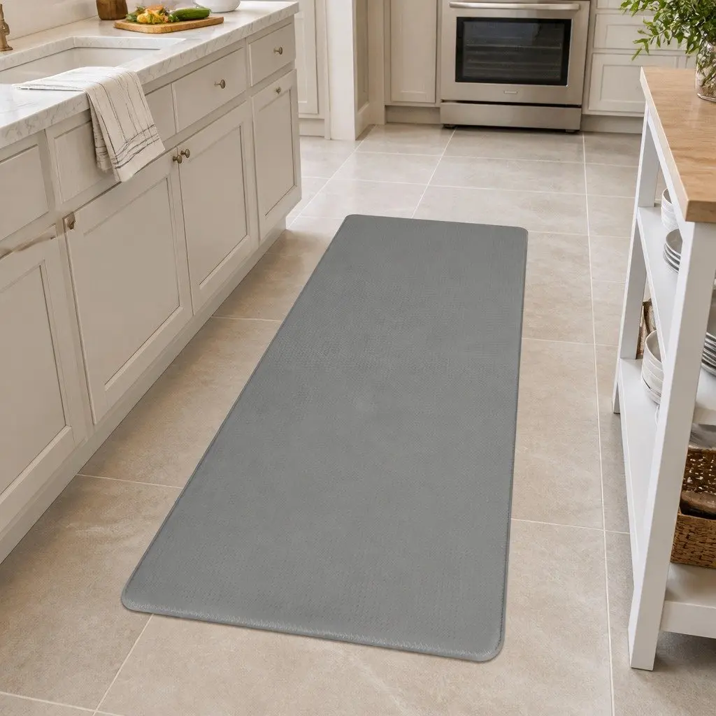 Kitchen Mat Non Slip Anti Fatigue 10mm Thick Grey Soft Rug 2 Piece Set
