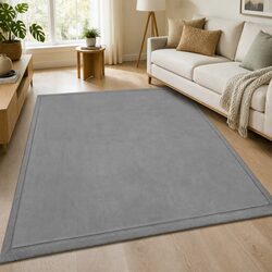 Coral Velvet Area Rug 180x200cm Large Soft Floor Mat Living Room Bedroom Grey