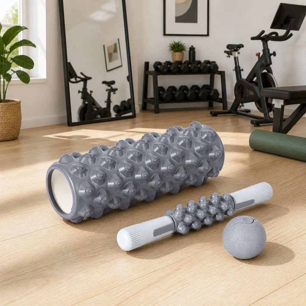 Foam Roller Set 3-in-1 Muscle Recovery Stick Massage Ball Portable Grey