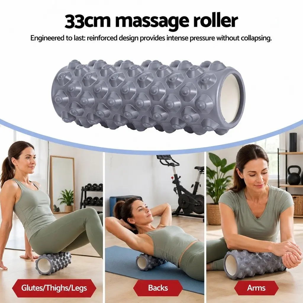 Foam Roller Set 3-in-1 Muscle Recovery Stick Massage Ball Portable Grey