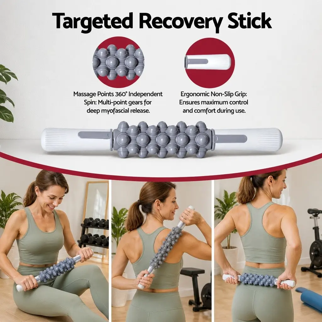 Foam Roller Set 3-in-1 Muscle Recovery Stick Massage Ball Portable Grey