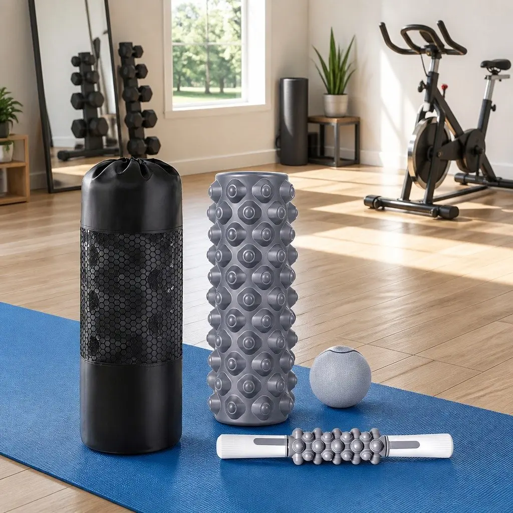 Foam Roller Set 3-in-1 Muscle Recovery Stick Massage Ball Portable Grey