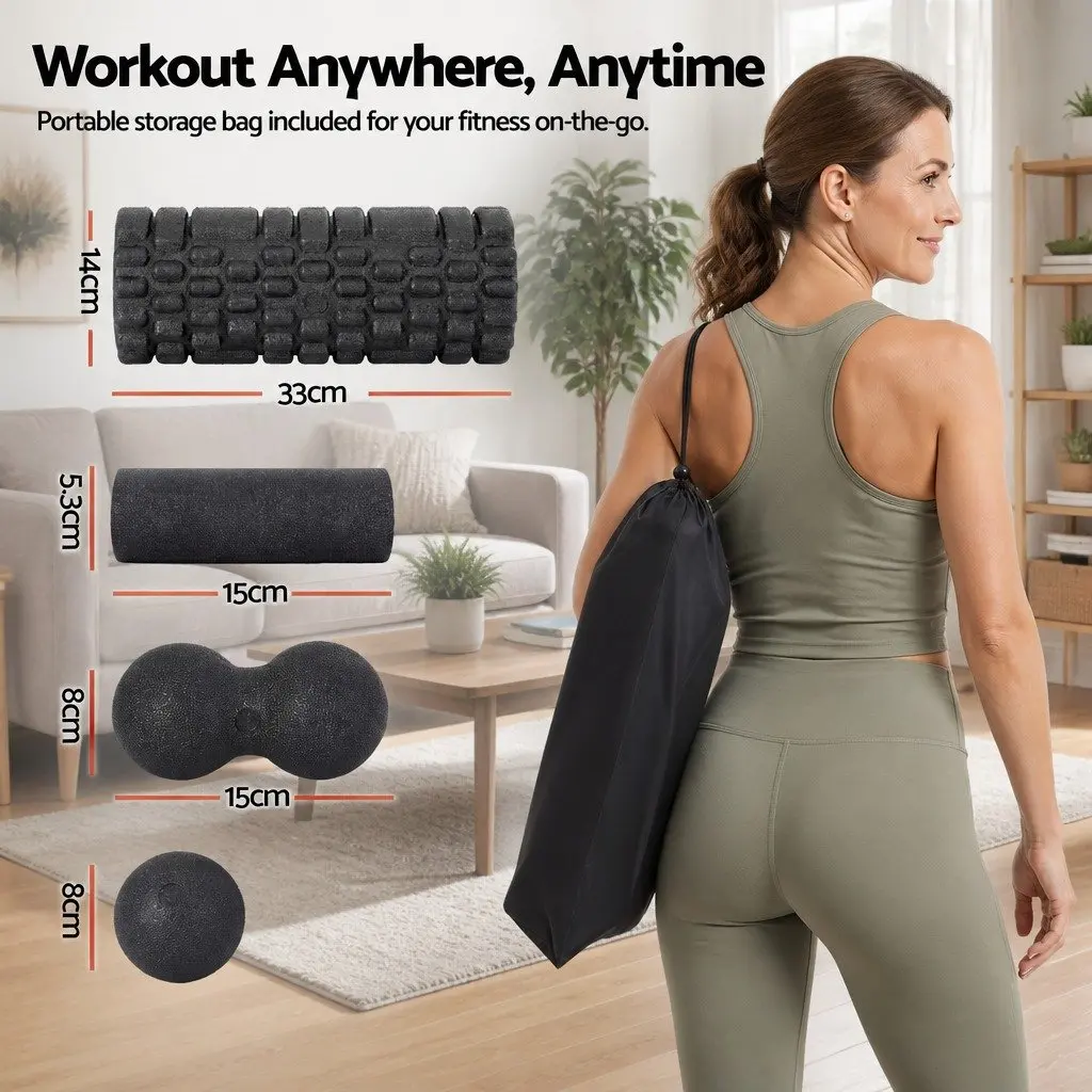 Foam Roller Set 4 in 1 Grid High Density Massager Deep Tissue Trigger Point
