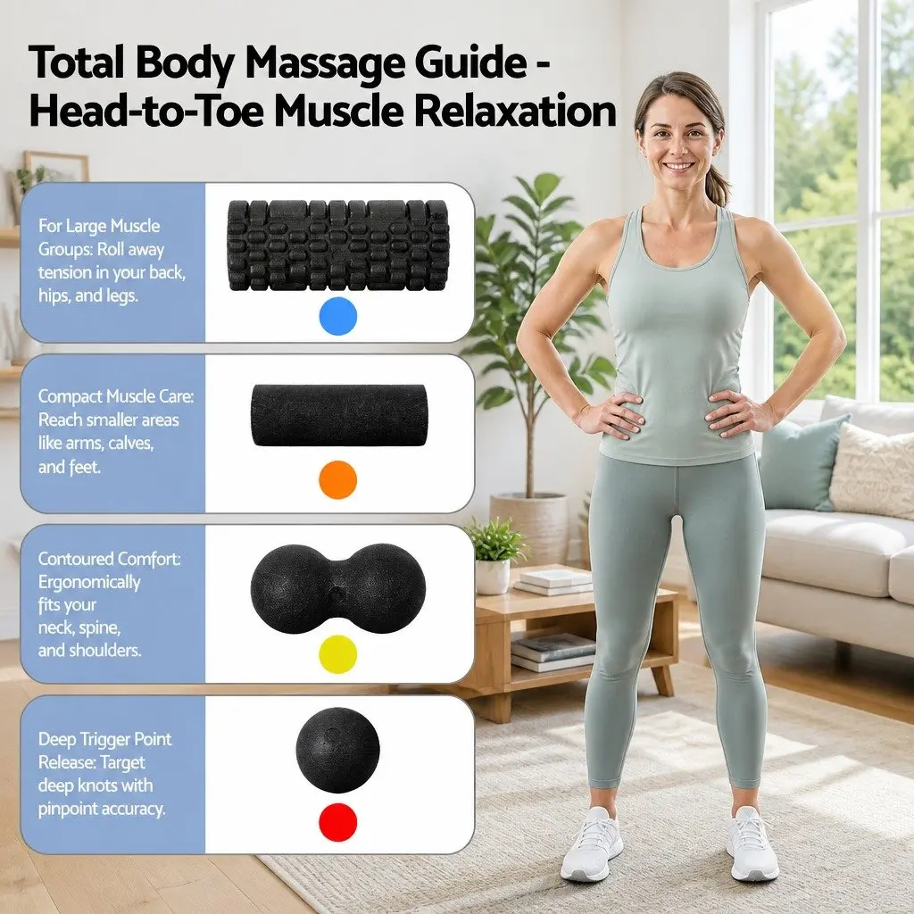 Foam Roller Set 4 in 1 Grid High Density Massager Deep Tissue Trigger Point