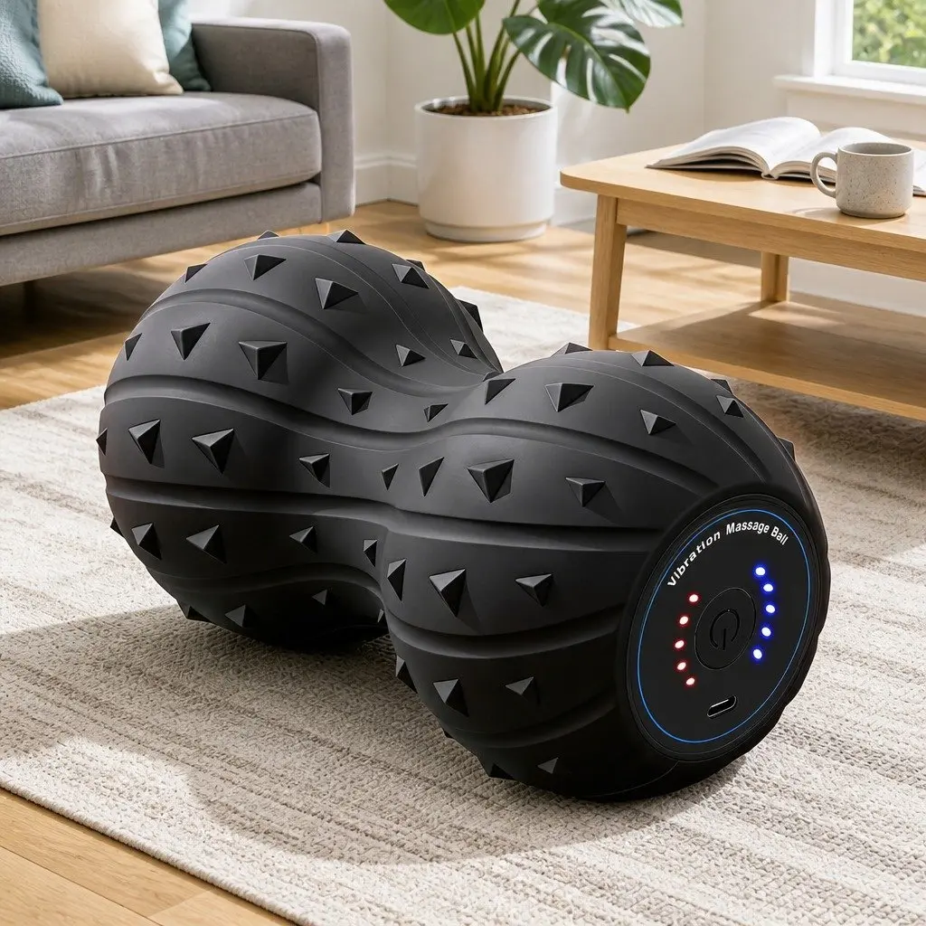 Electric Vibrating Peanut Massage Ball 5 Levels Deep Tissue Black