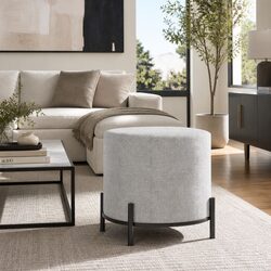 Ottoman Foot Stool Square Grey Black Linen Seat Living Room Bedroom Furniture