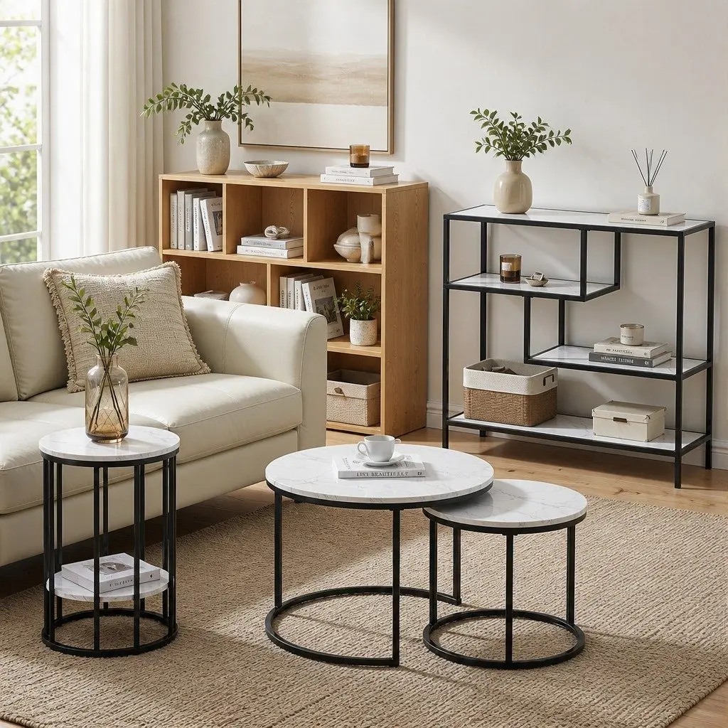 Console Table 4-Tier Open Storage Shelves Slim Black Metal Frame for Entryway Hallway