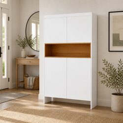 9-Tier Shoe Rack Cabinet Storage Organiser White Pine Living Room Furniture