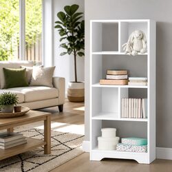 4-Tier Display Shelf White Bookcase Storage Unit Home Organisation Furniture