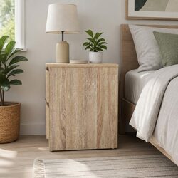 Bedside Table 2 Drawers Light Wood Tone Bedroom Storage Furniture Anti-rust