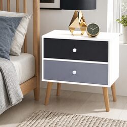 Bedside Table 2 Drawers Scandinavian Design Bedroom Nightstand Storage Furniture