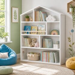 Kids Bookshelf 4 Tier Open Storage Organiser Cabinet Bedroom Playroom Display