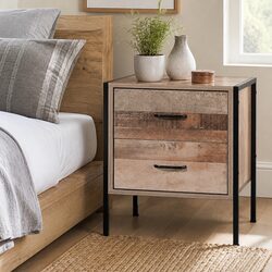Bedside Table 2 Drawers Black Dark Oak Nightstand Storage Cabinet Side Lamp