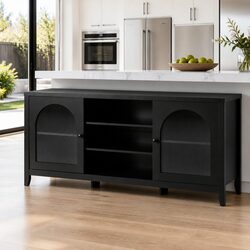 Buffet Sideboard with Double Doors Adjustable Shelves Storage Cabinet Black