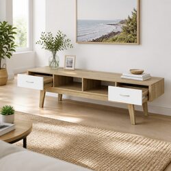 TV Cabinet Entertainment Unit 180cm Oak White Two-Tone Living Room Storage