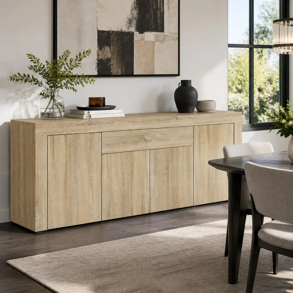 Buffet Sideboard Modern Storage Cabinet Medium Wood Tone 180cm Dining Display