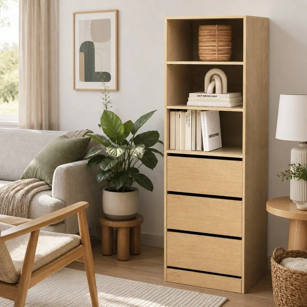 Chest of Drawers Tallboy 3 Drawer Cabinet Storage Bedroom Furniture Pine
