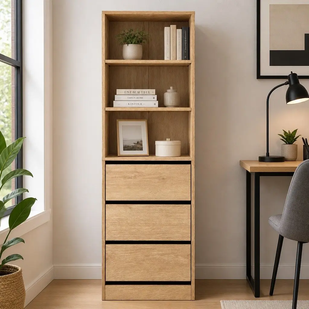 Chest of Drawers Tallboy 3 Drawer Cabinet Storage Bedroom Furniture Pine
