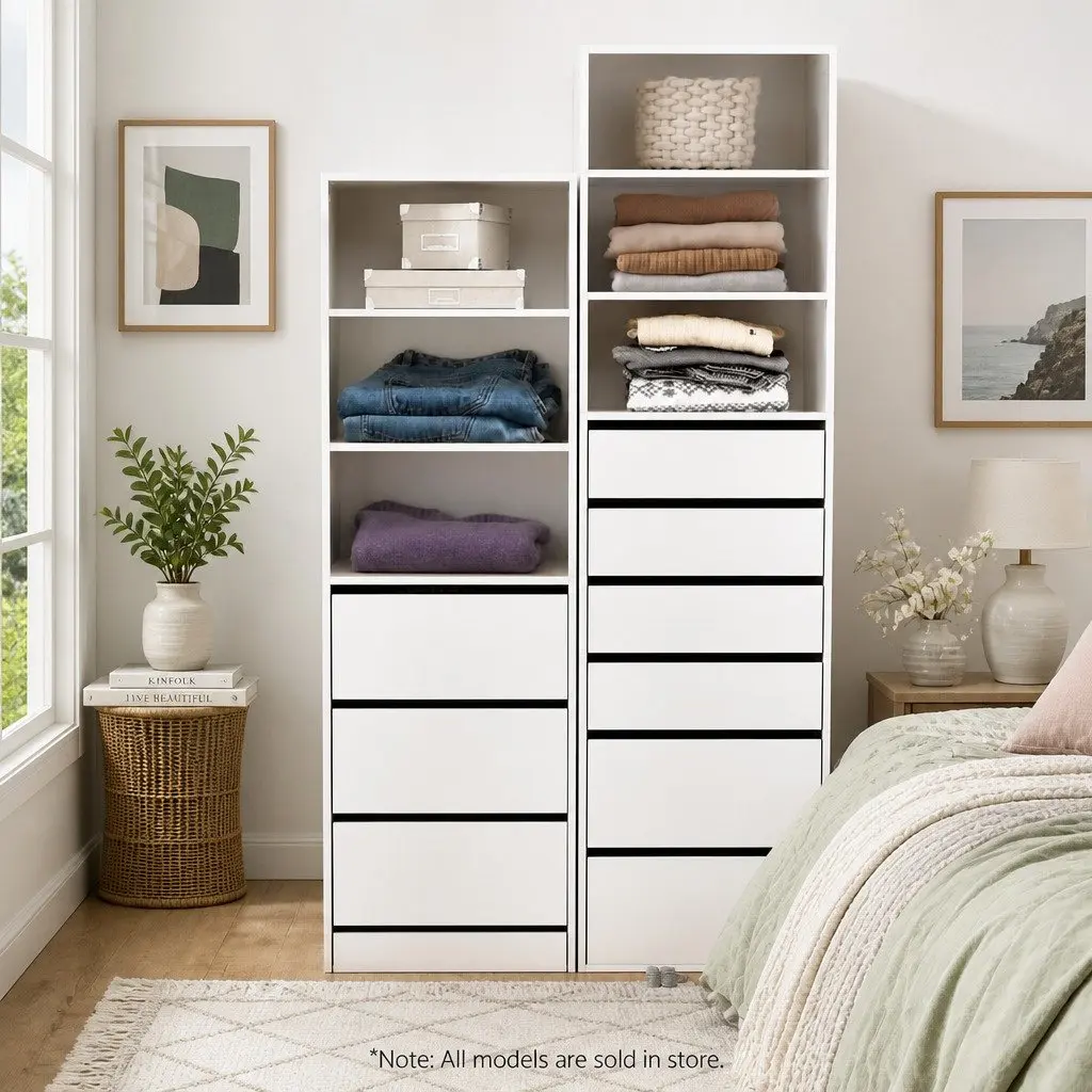 3 Drawer Chest of Drawers Tallboy Storage Cabinet White Bedroom Dresser