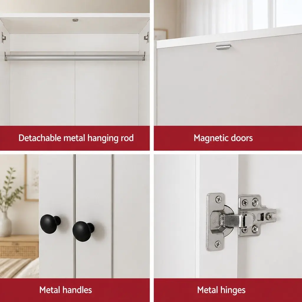 Wardrobe Clothes Closet Storage Organizer with 2 Doors 2 Drawers White