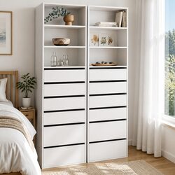 Chest of Drawers Tallboy Cabinet 6 Drawer Storage White Bedroom Furniture Set