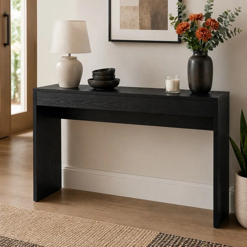 Console Table 120cm Black Minimalist Entryway Hallway Storage Furniture