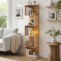 5 Tier S-Shaped Bookshelf Storage Display Shelving Unit Living Room Bookcase