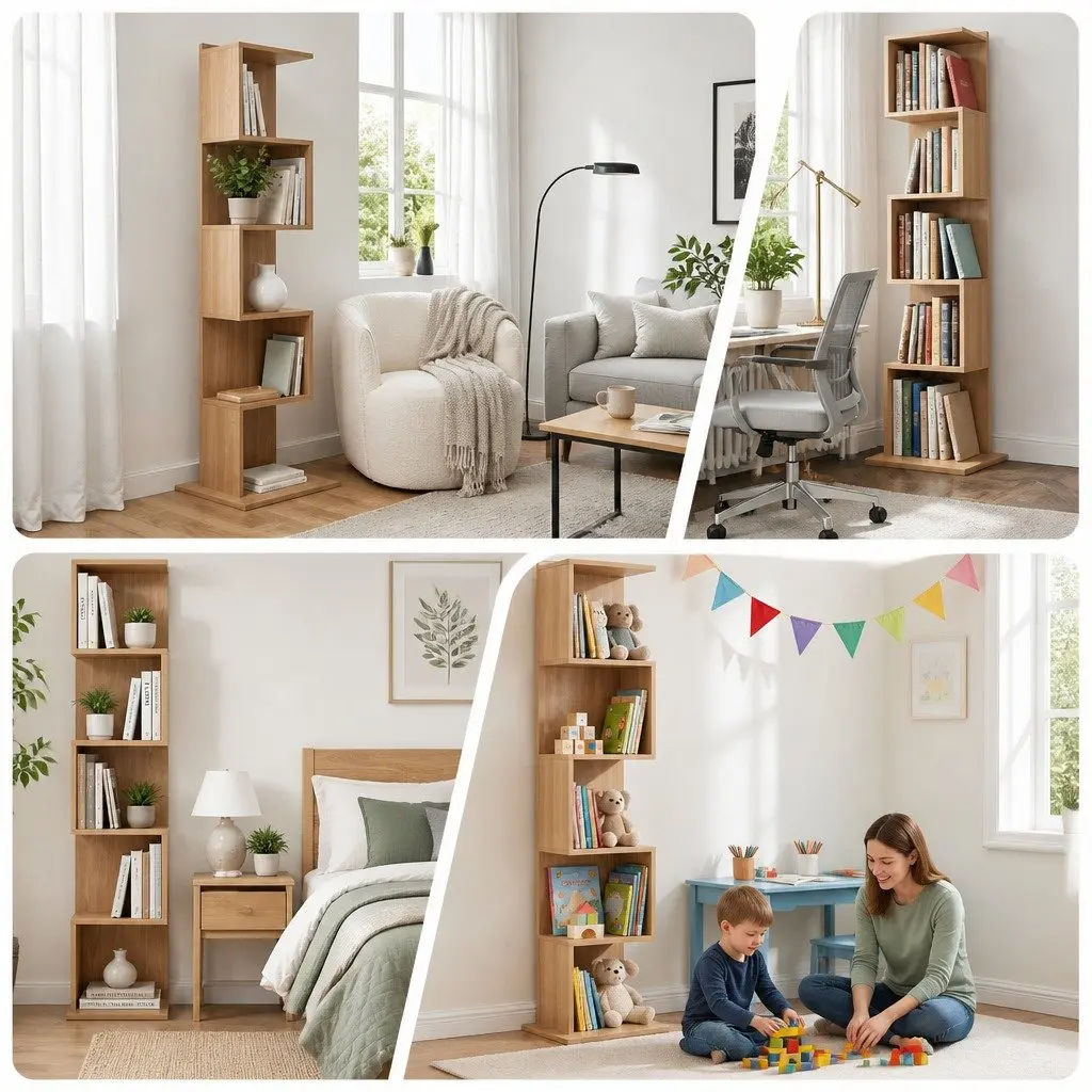 5 Tier S-Shaped Bookshelf Storage Display Shelving Unit Living Room Bookcase