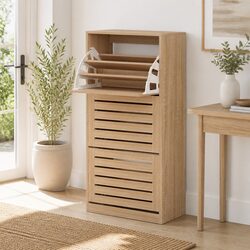 Shoe Cabinet Storage Organiser 45 Pairs Flip-Up Drawers Adjustable Shelves