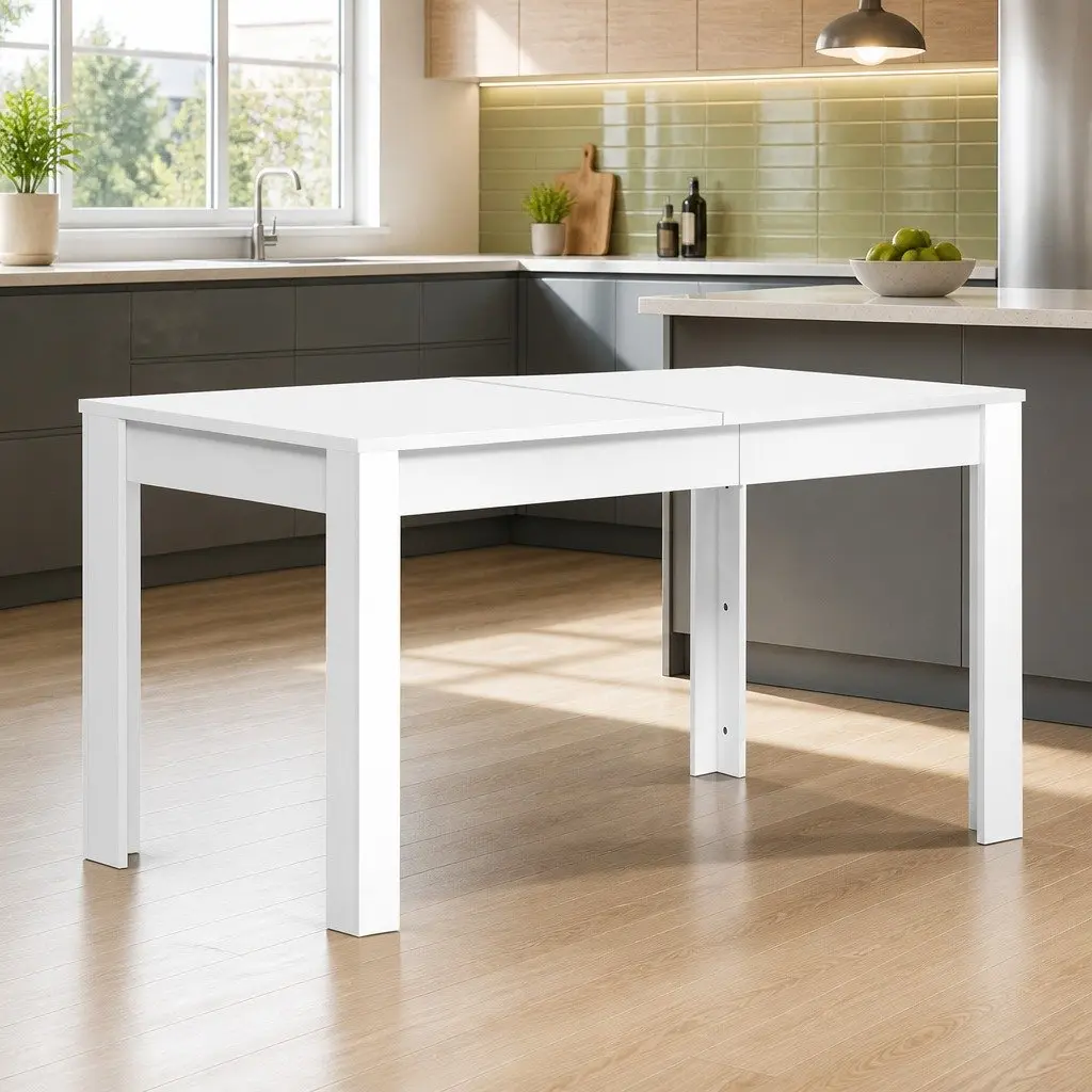 Dining Table Rectangular Contemporary 120cm White 4 Seater Kitchen Furniture