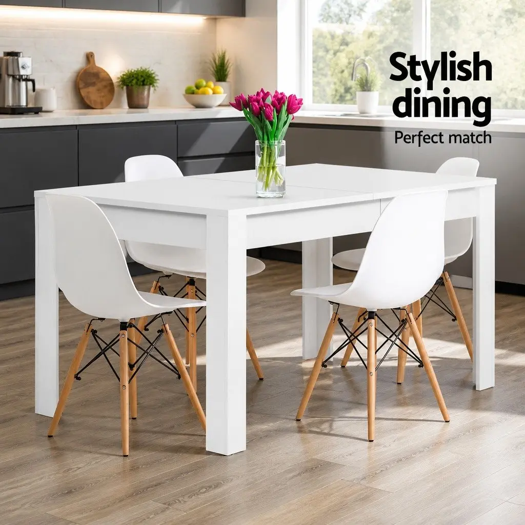 Dining Table Rectangular Contemporary 120cm White 4 Seater Kitchen Furniture