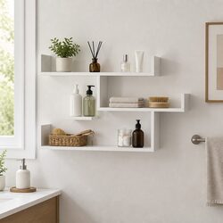Floating Wall Shelf 3 Tier White Storage Display Shelves for Home Living Room