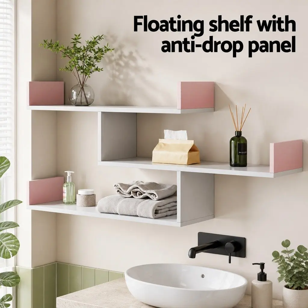 Floating Wall Shelf 3 Tier White Storage Display Shelves for Home Living Room