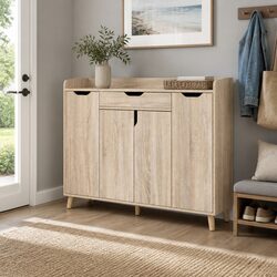 Shoe Rack Cabinet 26 Pairs Adjustable Shelves Storage Organiser Pine Wood