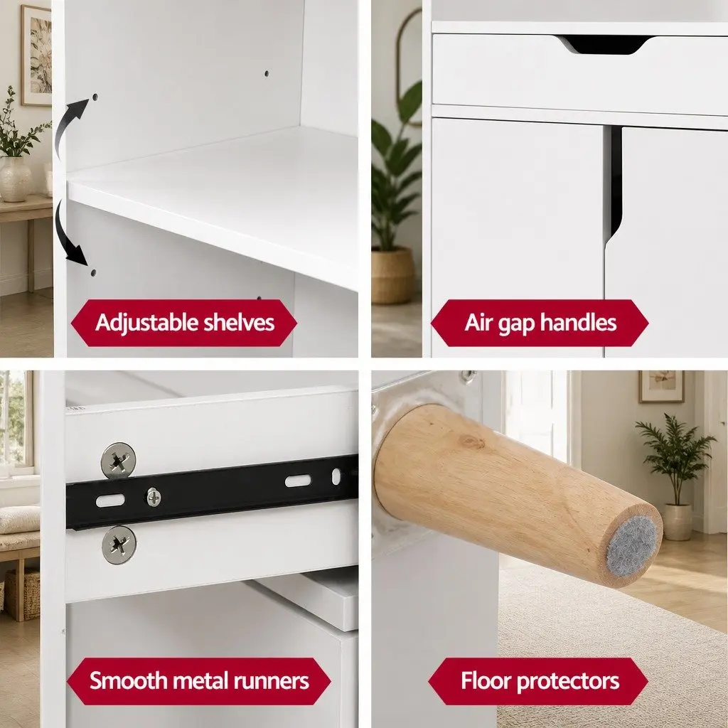 Shoe Storage Cabinet Adjustable Shelves White Organiser for 26 Pairs