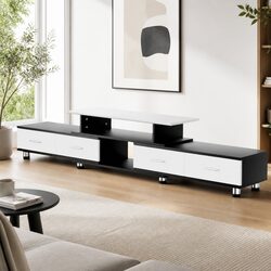 TV Cabinet Entertainment Unit Extendable 160cm to 222cm Open Shelves Drawers