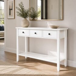 Console Table 3 Drawers 100CM White Hallway Entryway Storage Furniture