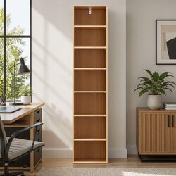 7-Tier Bookshelf Storage Shelving Unit Display Cabinet Pine Adjustable Shelves