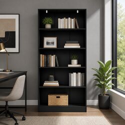 5-Tier Bookshelf Storage Shelves Display Cabinet Living Room Furniture Black