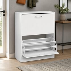 Shoe Rack Cabinet White Storage Organiser 24 Pairs Adjustable Shelves Living