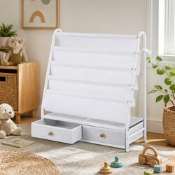 Kids Bookshelf Metal Storage Rack with Drawers Toy Organiser Display White