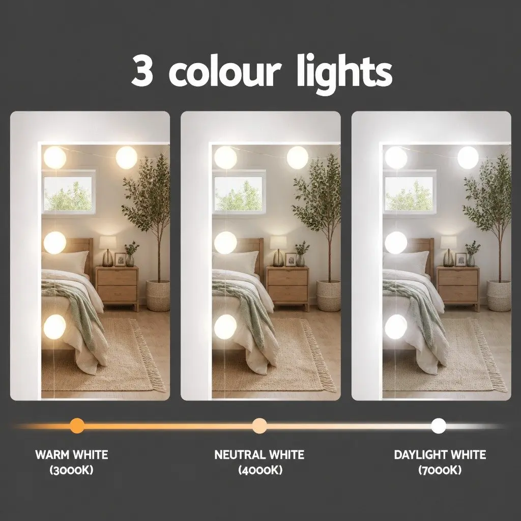 Dressing Table Set with 10 LED Bulbs Hollywood Mirror and Stool White