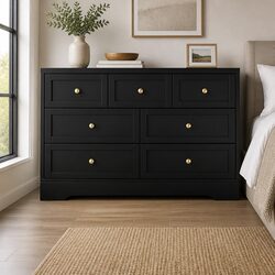 7 Drawer Chest Dresser Storage Cabinet Bedroom Furniture Black