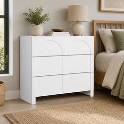 3 Drawer Chest of Drawers White Lowboy Dresser Cabinet Storage Unit Bedroom