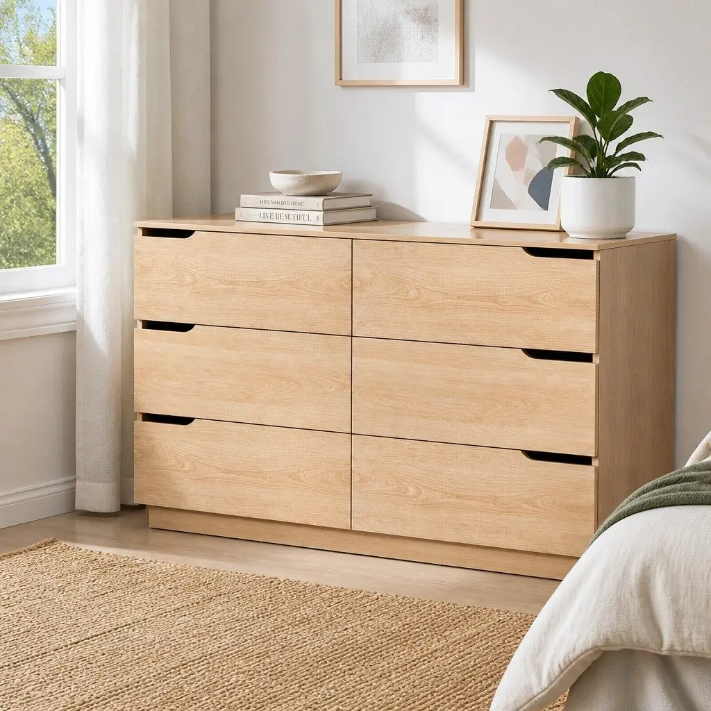6 Drawer Chest of Drawers Dresser Storage Cabinet Bedroom Furniture Pine