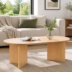 Oval Coffee Table 110cm Living Room Furniture Natural Pine Scandi Style