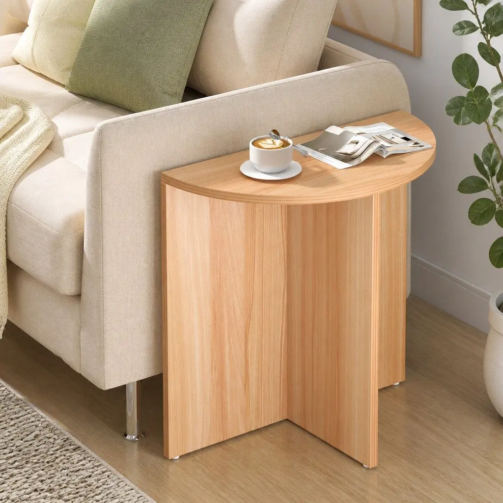 Semi-circle Coffee Table 48CM Living Room Side Table Natural Wood Grain Design